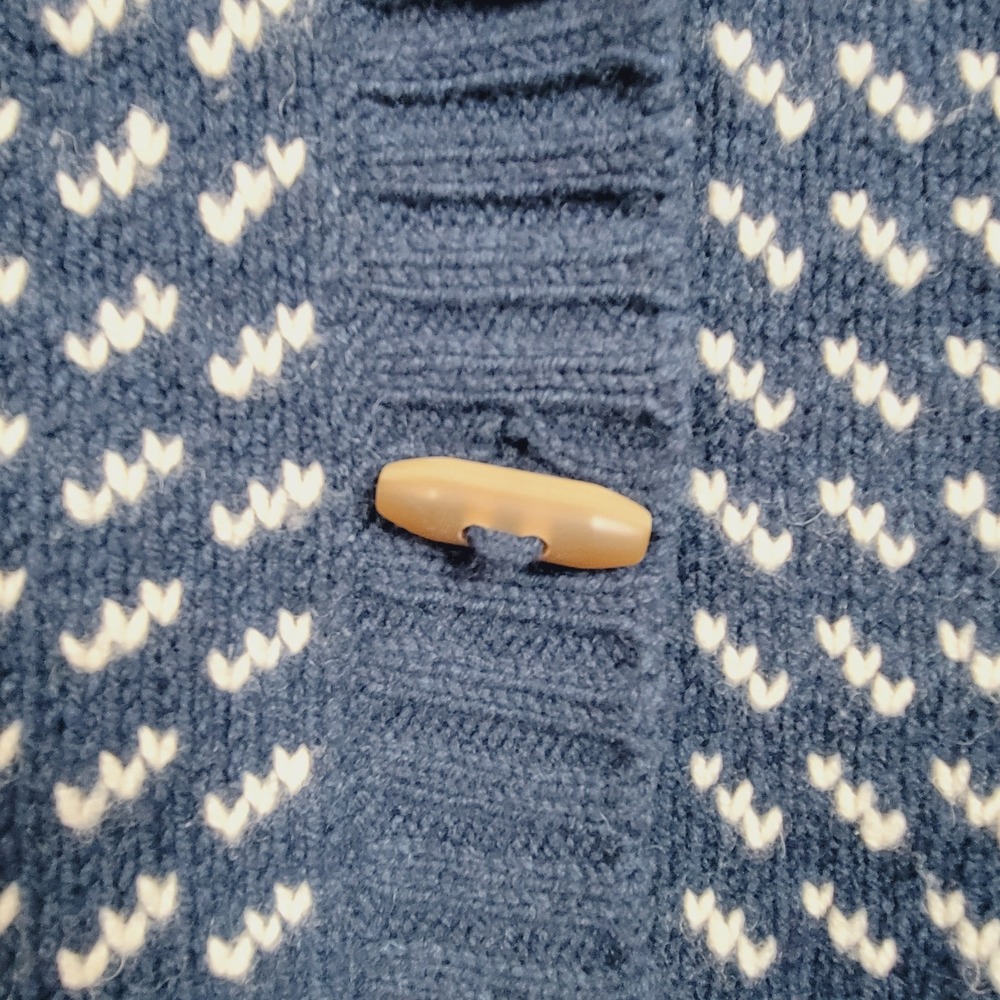 L.L. Bean navy blue shawl neck cardigan lambswool size M/L cottagecore academia - Picture 3 of 7